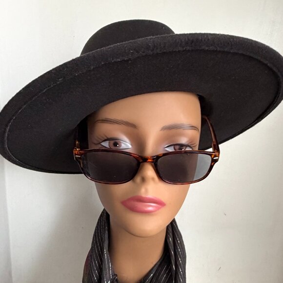 Vegan Brimmed Panama Fedora Black Green Silver Beads Wide Brim Unisex Hat New L